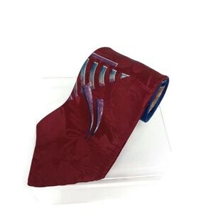 Benchmark Mens Neck Tie Multicolor Color Block 100% Silk Tied USA Made